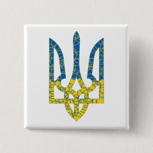 Macaron Carré 5 Cm Un trident ukrainien texturé drapeau d'Ukraine cou