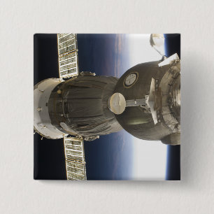 Macaron Carré 5 Cm Un vaisseau spatial de Soyuz backdropped par la