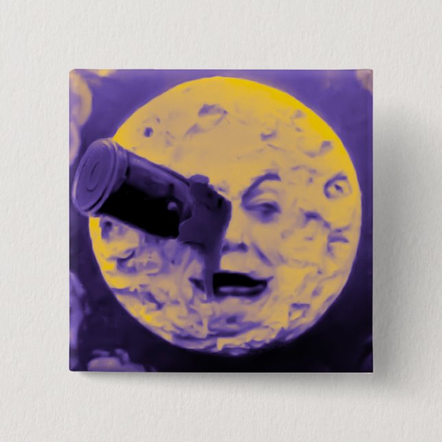 Macaron Carré 5 Cm Un voyage à la lune (duvet pétillant pourpre) (Devant)