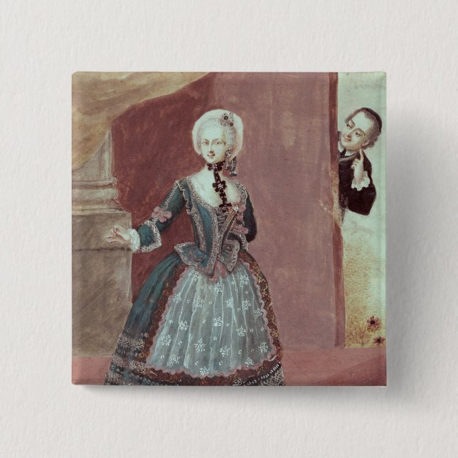 Macaron Carré 5 Cm Une actrice dans le rôle de Rosine (Devant)