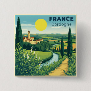 Macaron Carré 5 Cm Une affiche de voyage classique nostalgique France