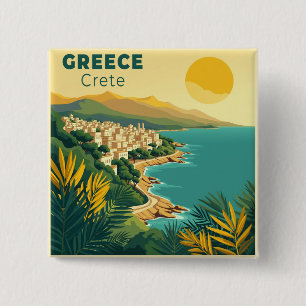 Macaron Carré 5 Cm Une affiche de voyage classique nostalgique – Grèc