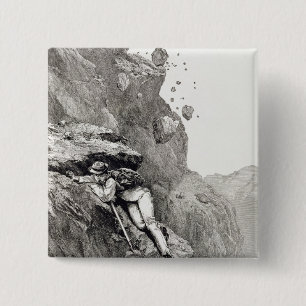 Macaron Carré 5 Cm Une canonnade sur le Matterhorn, 1862, 'de l'Asc
