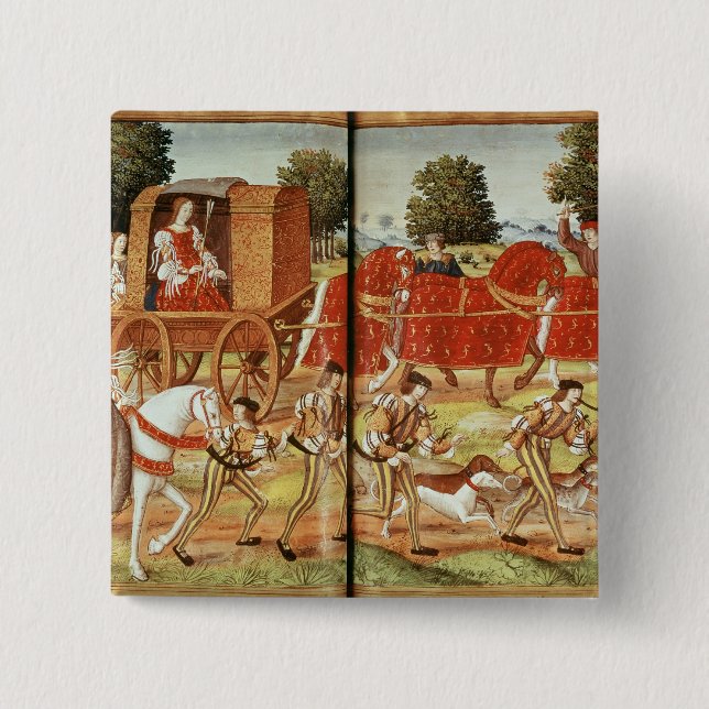 Macaron Carré 5 Cm Une chasse, illustration des épîtres d'Ovid (Devant)