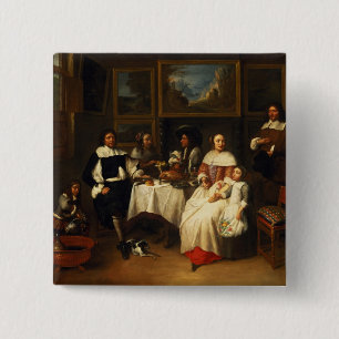 Macaron Carré 5 Cm Une famille flamande au dîner