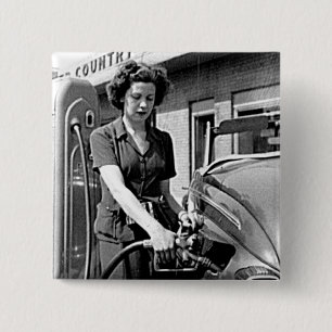 Macaron Carré 5 Cm Une femme pompage du gaz Vintage Louisville Kentuc