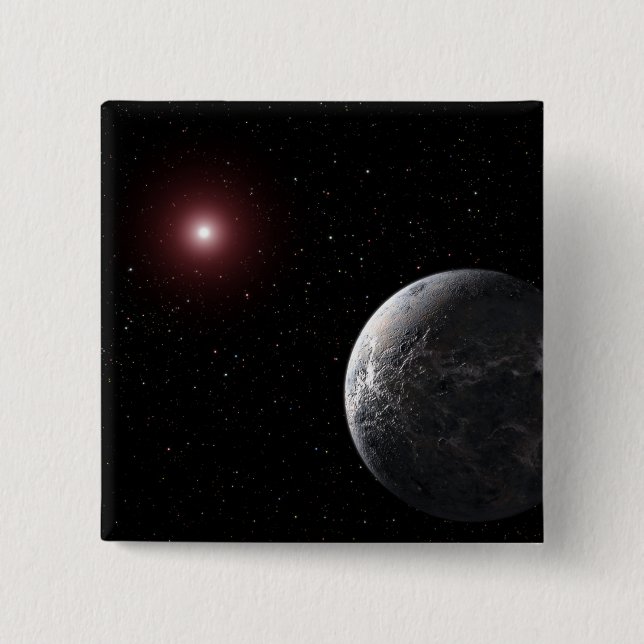 Macaron Carré 5 Cm Une planète glacée/rocheuse en orbite autour d'une (Devant)