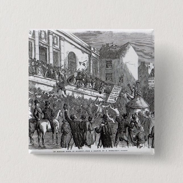 Macaron Carré 5 Cm Une scène d'élection chez Kilkenny (Devant)