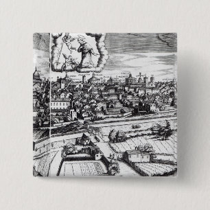 Macaron Carré 5 Cm Une section d'une carte de Milan, 1640