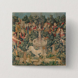 Macaron Carré 5 Cm Unicorn est trouvé, Tapisserie médiévale