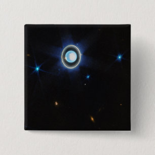 Macaron Carré 5 Cm Uranus planétaire avec anneaux et lunes Image JWST