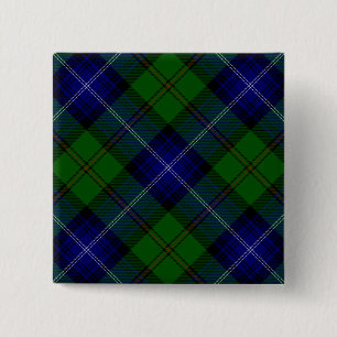 Macaron Carré 5 Cm Urquhart tartan bleu vert plaid