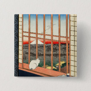 Macaron Carré 5 Cm Utagawa Hiroshige - Champs de riz Asakusa