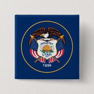 Macaron Carré 5 Cm Utah : l'État de la ruche Drapeau américain, Indus