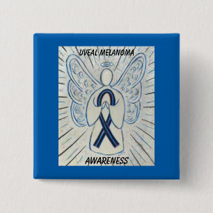 Macaron Carré 5 Cm Uveal Melanoma Sensibilisation Ruban Angel Pins