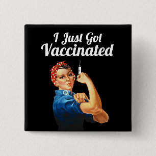 Macaron Carré 5 Cm Vaccin Rosie the Riveter Covid-19 Vacciné
