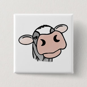 Macaron Carré 5 Cm vache de dessin animé noir blanc rose baiser gris 