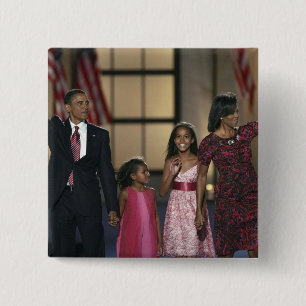 Macaron Carré 5 Cm Vague de famille de Barak Obama à la nuit derniè