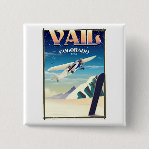 Macaron Carré 5 Cm Vail Colorado affiche de voyage vintage