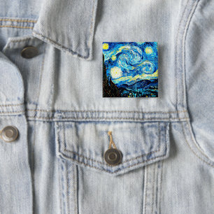 Macaron Carré 5 Cm Van Gogh, Starry Night,