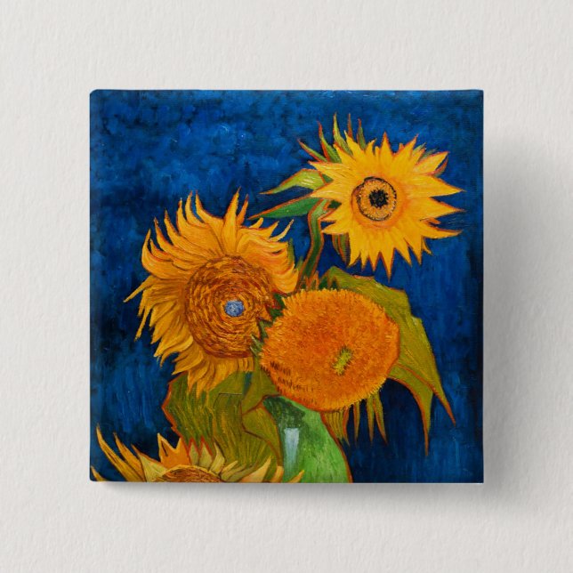 Macaron Carré 5 Cm Van Gogh Sunflowers (Devant)