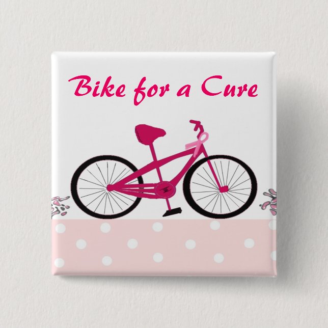 Macaron Carré 5 Cm Vélo pour une guérison - Bicyclette rose (Devant)
