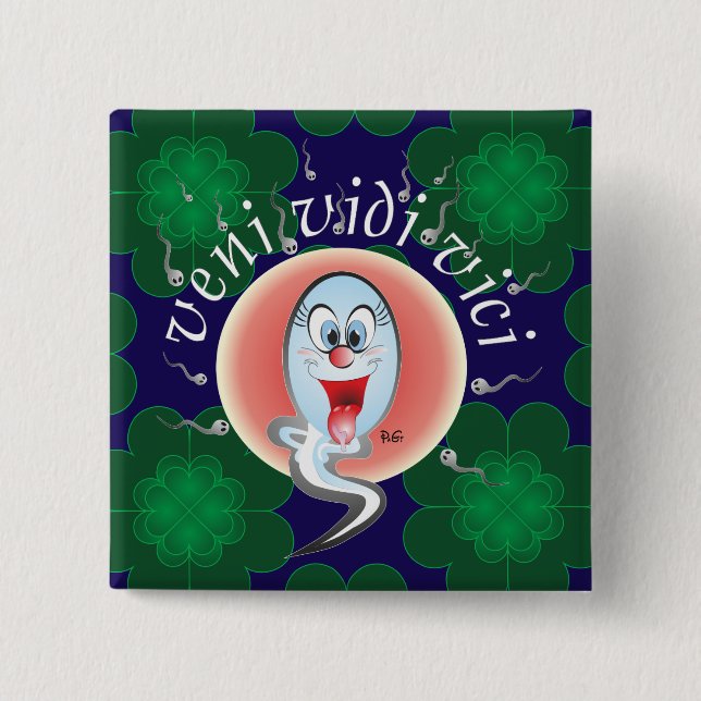 Macaron Carré 5 Cm veni vidi vici Button (Devant)