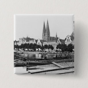 Macaron Carré 5 Cm Vente du bois sur la rivière Trave, Lübeck, c.19