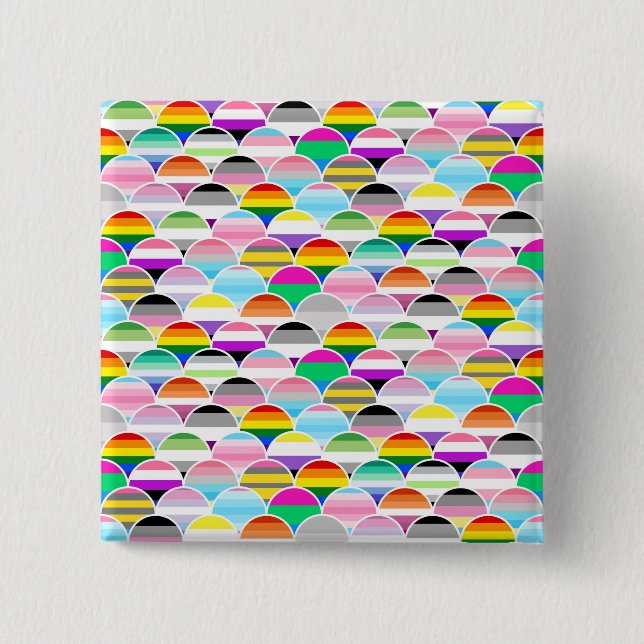 Macaron Carré 5 Cm Ventilateurs de drapeau de fierté LGBTQIA+ Queer e (Devant)