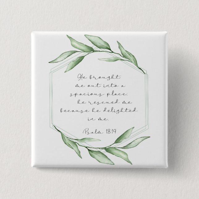 Macaron Carré 5 Cm Verdure Bible Verse (Devant)