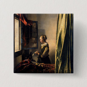 Macaron Carré 5 Cm Vermeer - Girl Reading a Letter at an Open Window