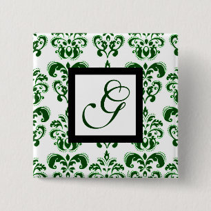 MACARON CARRÉ 5 CM VERT BLANC DOMMASK CARRÉ NOIR MONOGRAM
