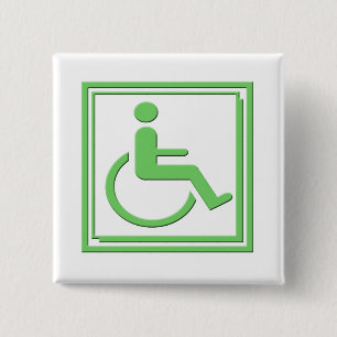 Macaron Carré 5 Cm Vert élégant handicapé de symbole