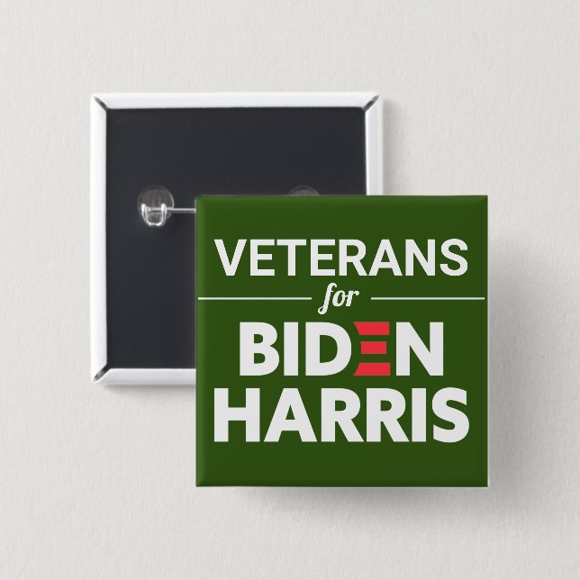 Macaron Carré 5 Cm Vétérans pour Biden Harris Texte personnalisé vert (Devant & derrière)