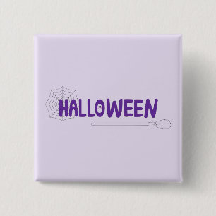 Macaron Carré 5 Cm Vibes d'Halloween violettes avec conception de cha