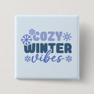 Macaron Carré 5 Cm Vibes d'hiver confortables - Typographie du flocon