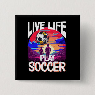 Macaron Carré 5 Cm Vie Live Jouer Soccer, Fan de balle de football