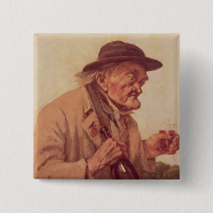 Macaron Carré 5 Cm Vieil homme avec un verre de vin