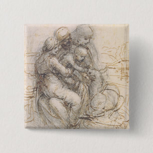 Macaron Carré 5 Cm Vierge et enfant avec St Anne, c.1501-10 (stylo et