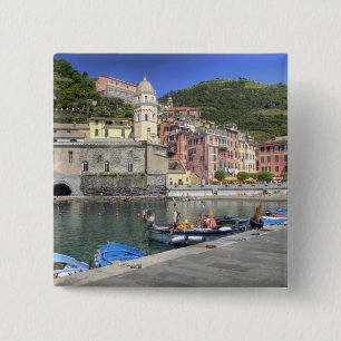 Macaron Carré 5 Cm Ville en pente de Vernazza, Cinque Terre, Ligurie
