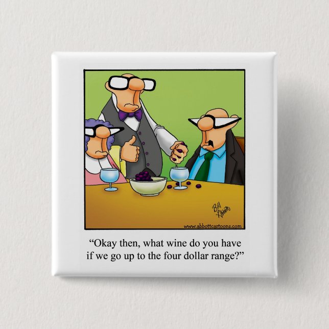 Macaron Carré 5 Cm Vin Humour "Fourchette de quatre dollars" Fête Fav (Devant)