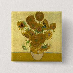 Macaron Carré 5 Cm Vincent Van Gogh 15 Tournesols Peinture