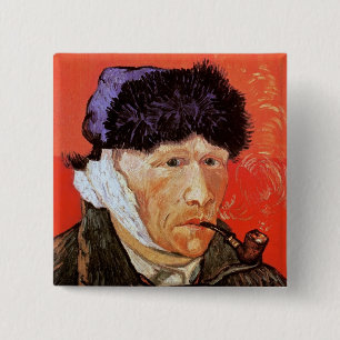 Macaron Carré 5 Cm Vincent Van Gogh - Autoportrait avec l'oreille ban