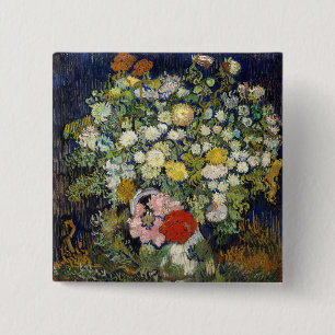 Macaron Carré 5 Cm Vincent van Gogh - Bouquet de fleurs dans un vase