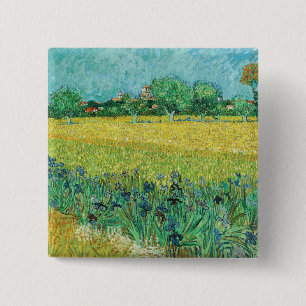 Macaron Carré 5 Cm Vincent van Gogh - Champ avec Iris près d'Arles