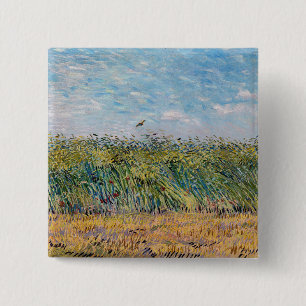 Macaron Carré 5 Cm Vincent van Gogh - Champ de blé avec une lark