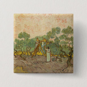Macaron Carré 5 Cm Vincent van Gogh - Femmes cueillette d'olives