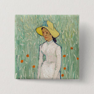 Macaron Carré 5 Cm Vincent van Gogh - Fille en blanc