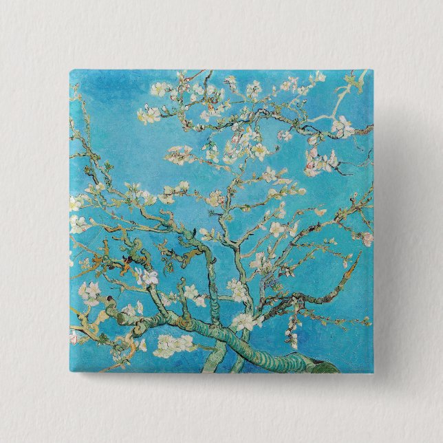 Macaron Carré 5 Cm Vincent van Gogh - Fleur d'amandes (Devant)