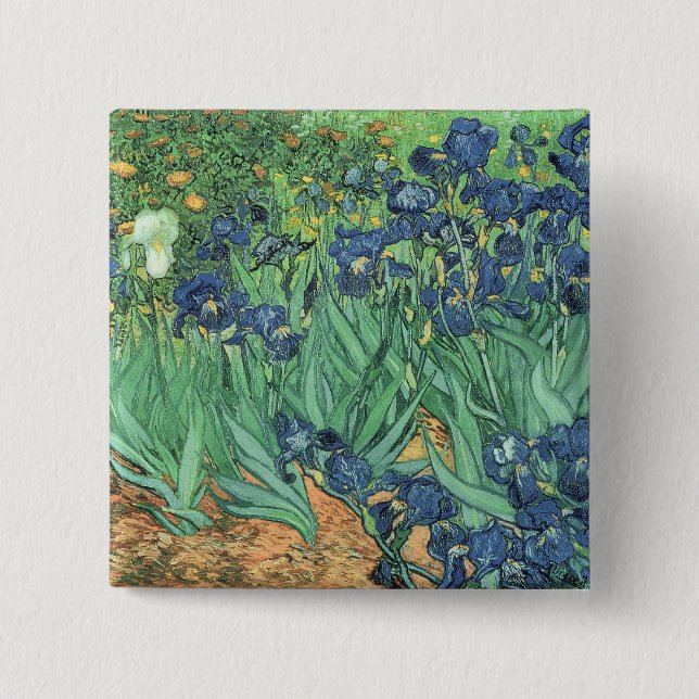 Macaron Carré 5 Cm Vincent van Gogh | Irises, 1889 (Devant)